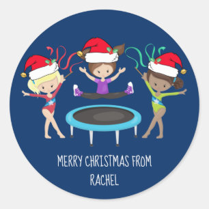 Cute Gymnastics met kerstmis Aangepast gymnast Ronde Sticker