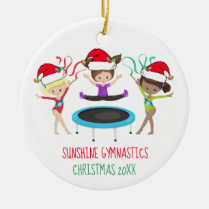 Cute Gymnastics met kerstmis Custom Gymnast Club Keramisch Ornament