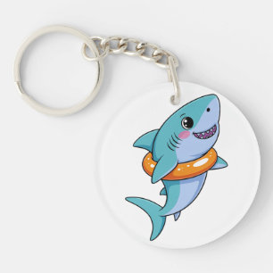 Cute Haai Baby Met Float   Kinderen Sleutelhanger