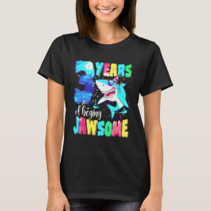 Cute haai verjaardag 3 jaar oude jongens meisjes 3 t-shirt