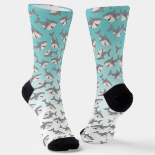 Cute Haaien Ombre Blauwe Haaienweek Patroon Sokken