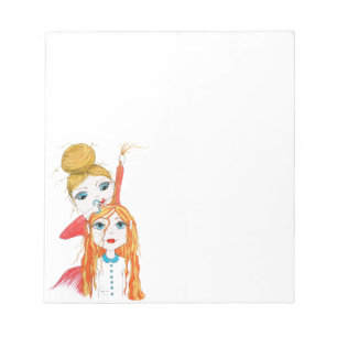 Cute Haircut Whimsical Art Illustratie Notitieblok