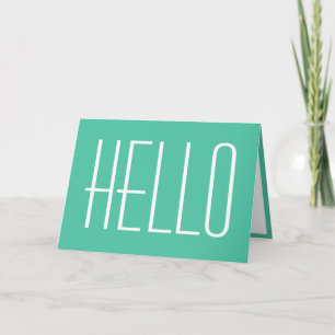 Cute Hallo Modern Simple Typography Green White Kaart