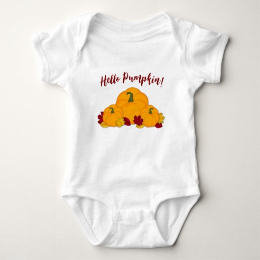 Cute Hallo Pumpkin! Herfst pompoenen en bladeren Romper (Voorkant)