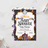 Cute Halloween Baby shower Invitation Kaart (Voorkant / Achterkant in situ)