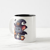 Cute Halloween Bat & Pumpkin Coffee Mug (Devant gauche)