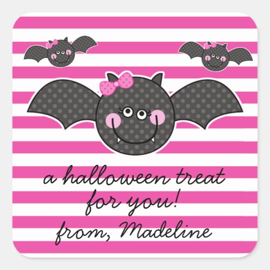 Cute Halloween Bats Vierkante Sticker (Voorkant)