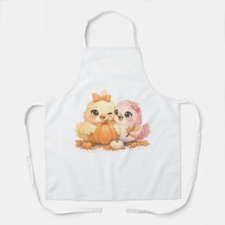 Cute Halloween Bird Friends Pumpkin Apron Schort