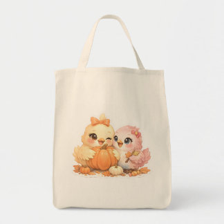 Cute Halloween Birds Pumpkin Tote Bag