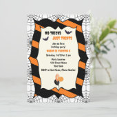 Cute Halloween Birthday Party Invitation Kaart (Staand voorkant)