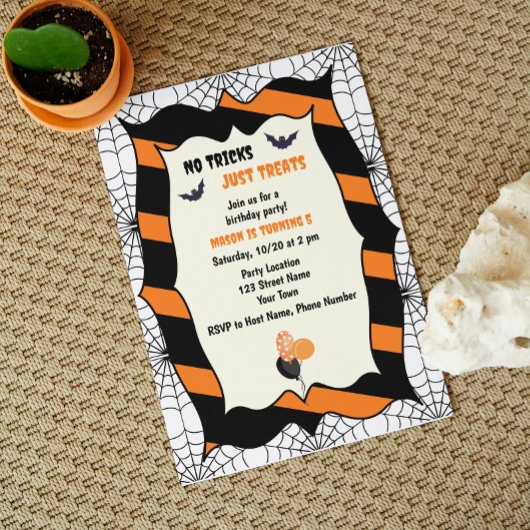Cute Halloween Birthday Party Invitation Kaart