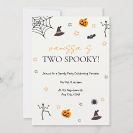 Cute Halloween Birthday Party Two Spooky Invitatio Kaart