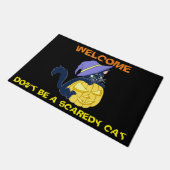 Cute Halloween Black Cat and Pumpkin Deurmat (Schuin)