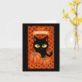 Cute Halloween Black Cat Note Kaart voor kinderen (Gele Bloem)
