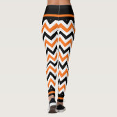 Cute Halloween Black Sinaasappel Chevron Leggings (Achterkant)