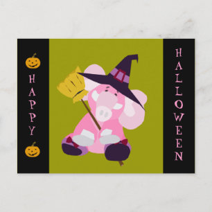 Cute Halloween Briefkaart: Elephant in Wizard Cost Briefkaart