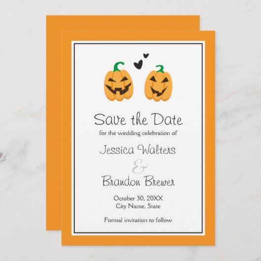 Cute Halloween bruiloft behalve de datumaankondigi Save The Date (Voorkant / Achterkant)