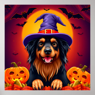 Cute Halloween Cartoon Hond Griezelig Pret Feestel Poster