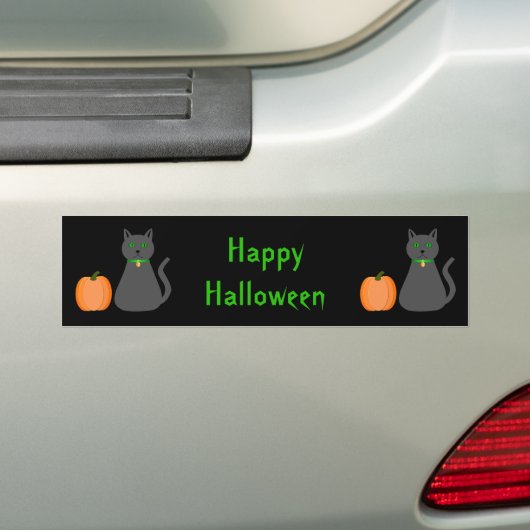 Cute Halloween Cat and Pumpkin Custom Bumpersticker (Op auto)