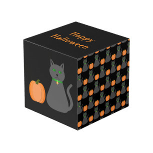 Cute Halloween Cat and Pumpkin Custom Kubus