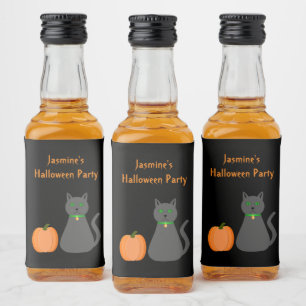 Cute Halloween Cat and Pumpkin Custom Likeurfles Etiket