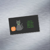 Cute Halloween Cat and Pumpkin Custom Magnetisch Visitekaartje (Voorbeeld)