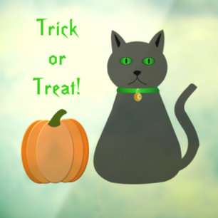 Cute Halloween Cat and Pumpkin Custom Party Raamsticker