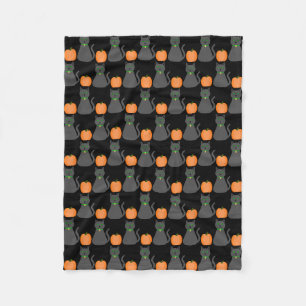 Cute Halloween Cat and Pumpkin Patterned Fleece Deken