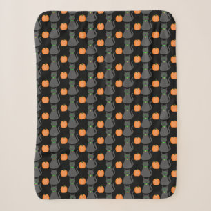 Cute Halloween Cat and Pumpkin Patterned Sherpa Deken