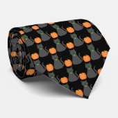 Cute Halloween Cat and Pumpkin Patterned Stropdas (Opgerold)