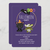 Cute Halloween Cat, Bat & Mummy Boo Kaart (Voorkant / Achterkant)