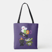 Cute Halloween Cat, Bat, Mummy & Ghost Draagtas (Achterkant)