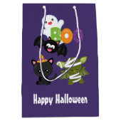 Cute Halloween Cat, Bat, Mummy & Ghost Medium Cadeauzakje (Voorkant)