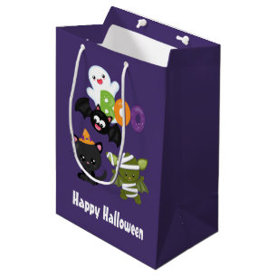 Cute Halloween Cat, Bat, Mummy & Ghost Medium Cadeauzakje