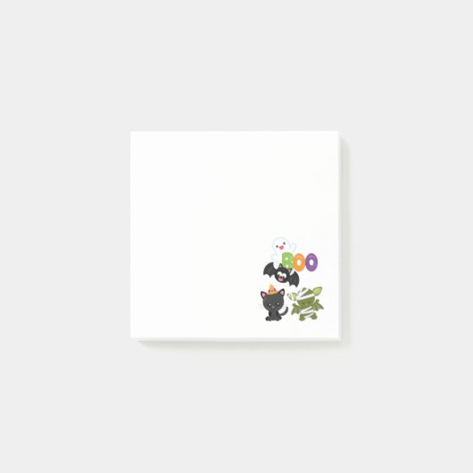 Cute Halloween Cat, Bat, Mummy & Ghost Post-it® Notes (Voorkant)
