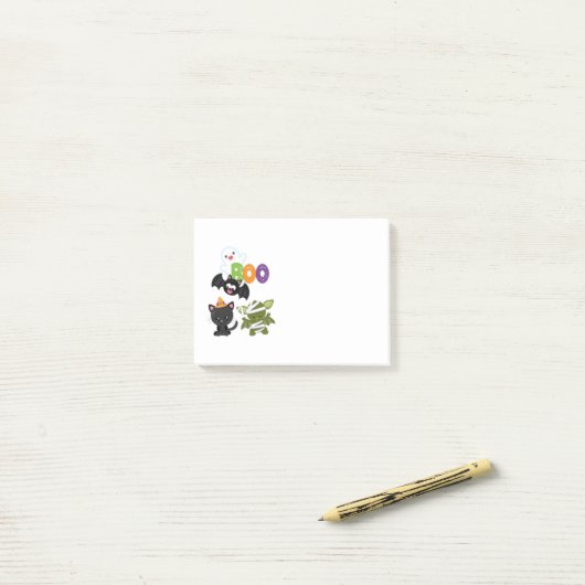 Cute Halloween Cat, Bat, Mummy & Ghost Post-it® Notes (Op bureau)