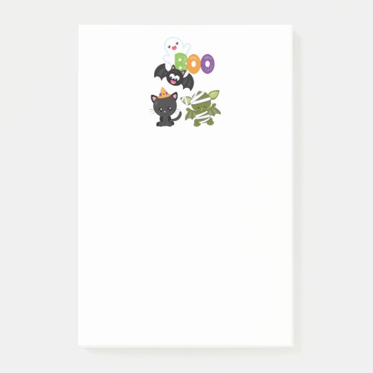 Cute Halloween Cat, Bat, Mummy & Ghost Post-it® Notes (Voorkant)
