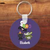 Cute Halloween Cat, Bat, Mummy & Ghost Sleutelhanger (Voorkant)