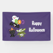 Cute Halloween Cat, Bat, Mummy & Ghost Spandoek (Horizontaal)