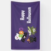 Cute Halloween Cat, Bat, Mummy & Ghost Spandoek (Verticaal)