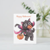 Cute Halloween Cat Briefkaart (Staand voorkant)