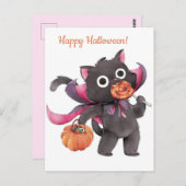 Cute Halloween Cat Briefkaart (Voorkant / Achterkant)