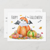 Cute Halloween Cat in Pumpkin Briefkaart (Voorkant / Achterkant)