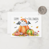 Cute Halloween Cat in Pumpkin Notitiekaartje (Voorkant / Achterkant in situ)