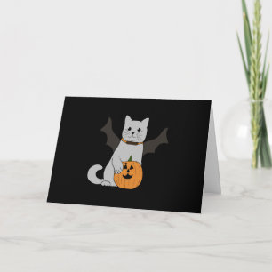 Cute Halloween Cat met pompoenkredietkaartfles Kaart