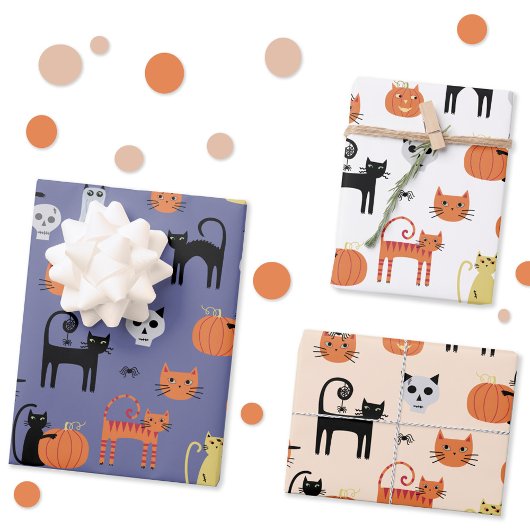 Cute Halloween Cat Spooky Inpakpapier Vel