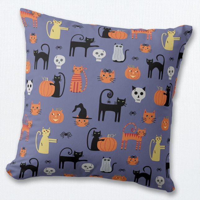 Cute Halloween Cat Spooky Kussen (Cute Halloween Cat throw pillow)