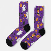 Cute Halloween Cats and Pumpkins Pattern Socks  Sokken (Links)