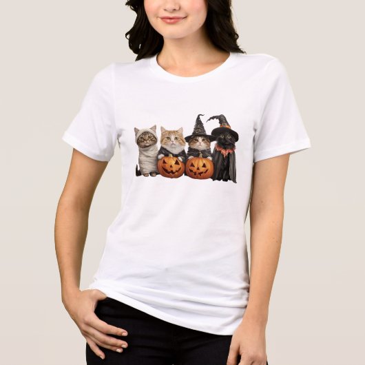 Cute Halloween Cats T-Shirt 🎃 (Voorkant)