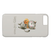 Cute Halloween Chat avec Citrouille | Coque de tél (Dos (Horizontal))